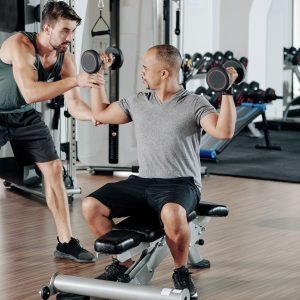 Exercising with fitness coach